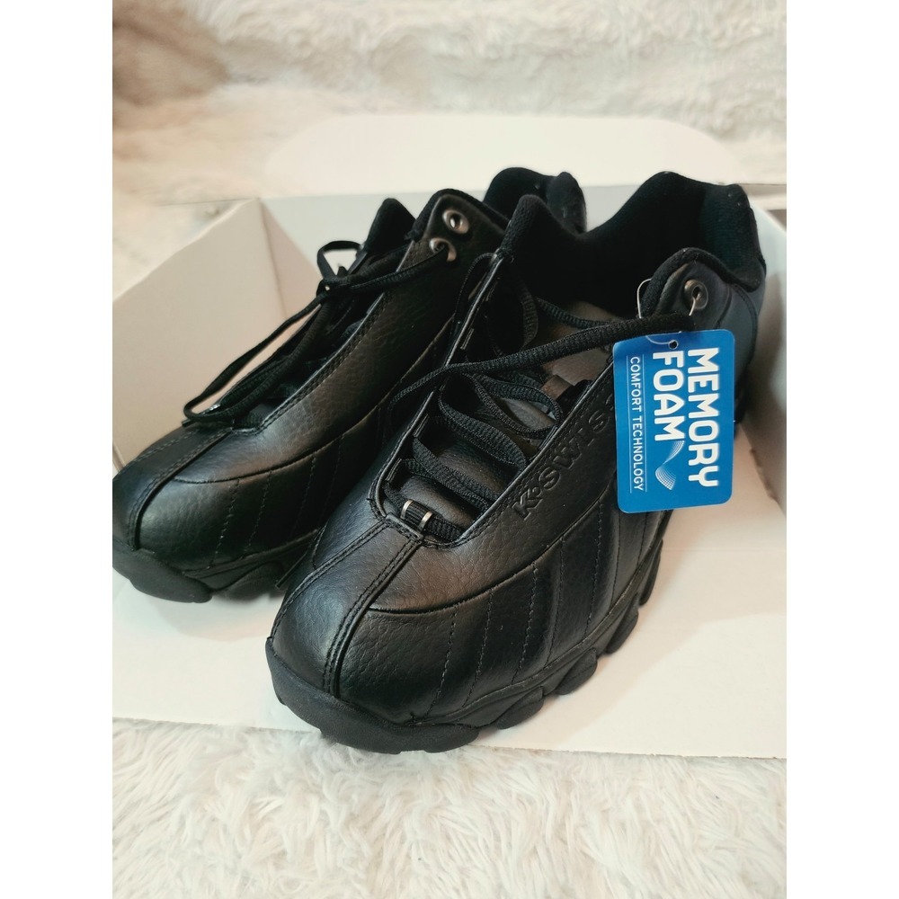 K-Swiss ST329 CMF Mens All Black Leather Sneakers 03426-008-M Size 11.5 NEW
